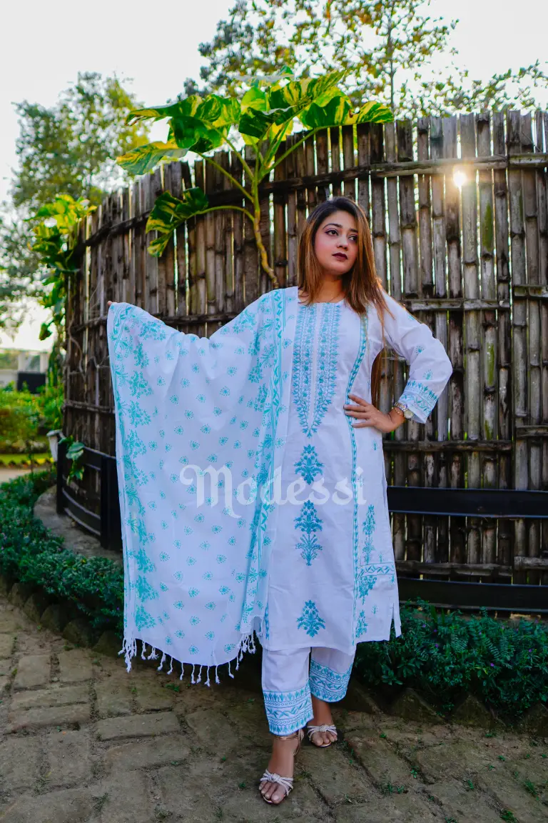 White Cotton Three Pcs - Image 3